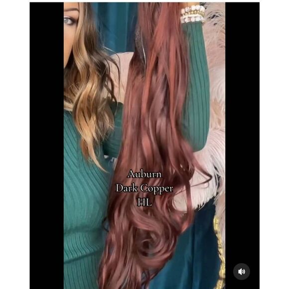 Chelsey Smith Crowns Single Weft Halo Extensions-Auburn with Dark Copper Highlig - Picture 5 of 6